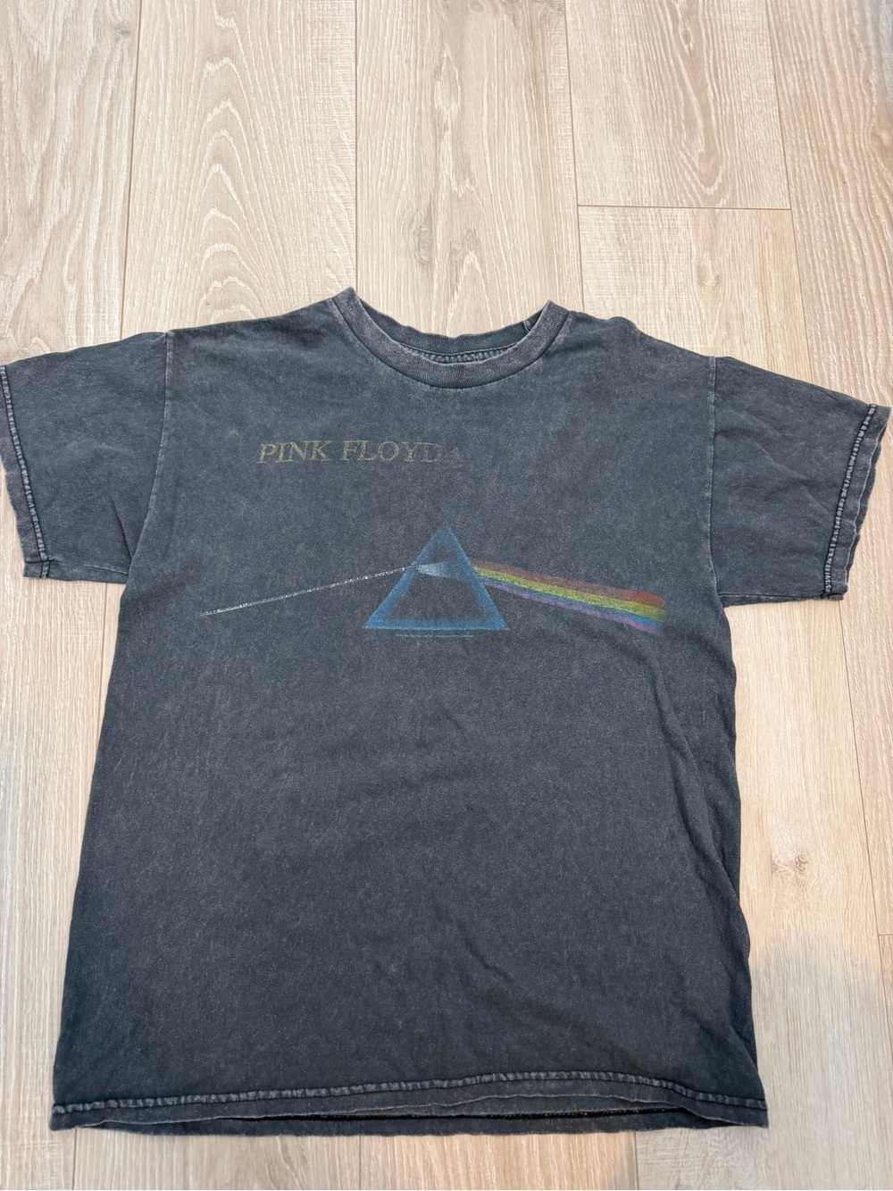 Pink Floyd Black Tee with Prism Rainbow Graphic